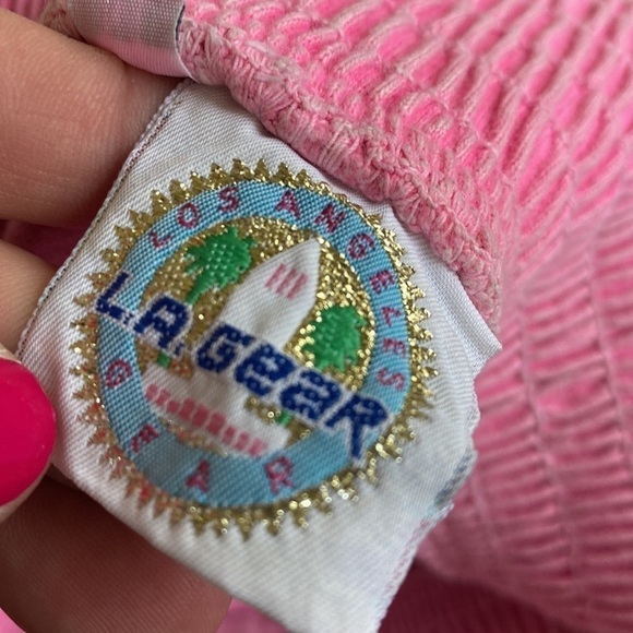 LA Gear shorts pink burnout medium stretch waistband pockets vintage - Picture 5 of 7